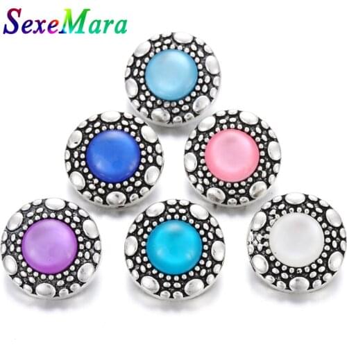 6pcs/lot New 18mm Metal Snap Buttons Jewelry Snap Jewelry Rhinestone Snap Buttons Fit 18mm Snap Bracelets Women Button Jewelry