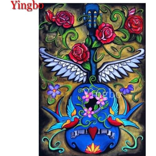 3d diy Guitar flower birds diamond painting full square round diamond embroidery 5 d Diamond Mosaic crystal paintings