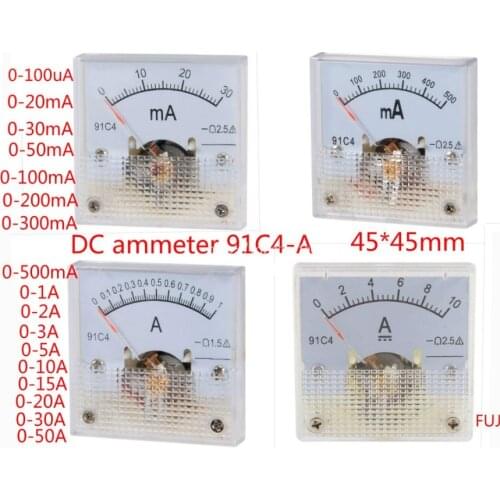 1PCS 91C4-A Analog Current Panel Meter DC 50mA 1A 2A 3A 5A 10A 500mA 30mA Ammeter for Circuit Testing Ampere Tester Gauge