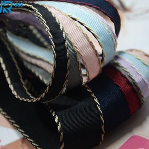 25mm 2.5c Satin ribbons hand made dotted line grosgrain ribbons DIY bowknot accessories Ribbed ribbon 10 yards/lot