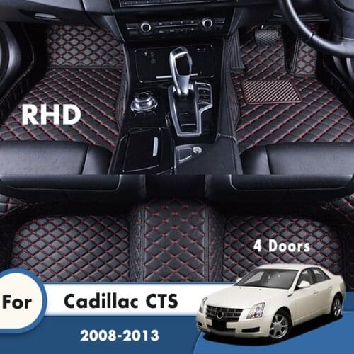 RHD Car Floor Mats For Cadillac CTS 4 Doors 2013 2012 2011 2010 2009 2008 Carpets Leather Custom Auto Automobile Interior Cover