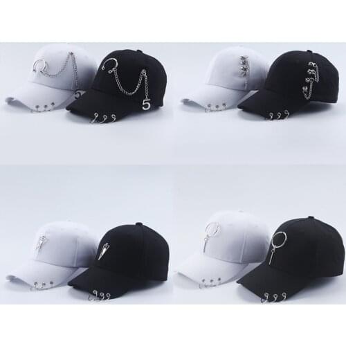 2020 Dad Hat BTS Creative Piercing Ring Baseball Cap Punk Hip Hop Caps Cotton Adult Casual Solid Adjustable Unisex Caps Snapback