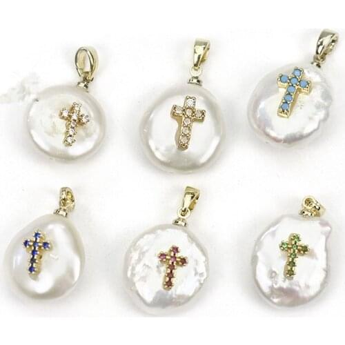 ONE PIECE freshwater pearl white flat barouqe pendant coin shape wholesale nature FPPJ loose beads