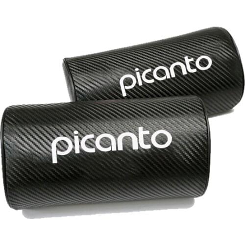 For Kia Picanto Carbon Fiber Texture PU leather Car Headrest Pad Car Neck Pillow Cars Accesorios