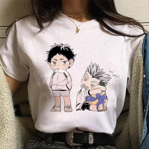 Haikyuu!! Kawaii Graphic Print T-shirt Women Harajuku Aesthetic White Tops Tshirt Tee 2021 New Summer Fashion Y2k Female T Shirt