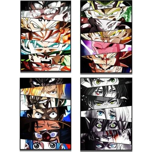 Japanese Style Classic Anime Eyes Stitching Canvas Art Poster Mural Home Kids Room Wall Aesthetic Decoration