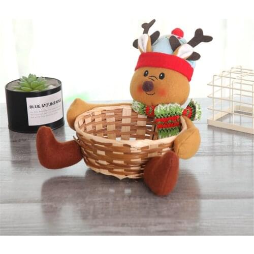 Cute Christmas Ornaments Santa Claus Christmas Basket Candy Storage Basket Decoration Gift Basket Woven Basket Bamboo Basket S/L