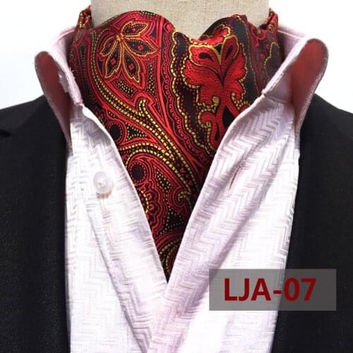 Fashion Design Ties Luxury Business Red Paisley Ascot Unique Britsh Style Jacquard Woven Ascots for Adult