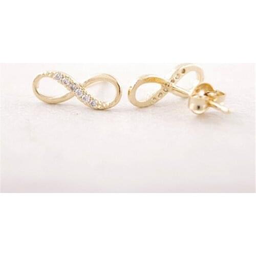 WJZB Fashion eight words stud earrings Zircon infinity symbol stud earrings
