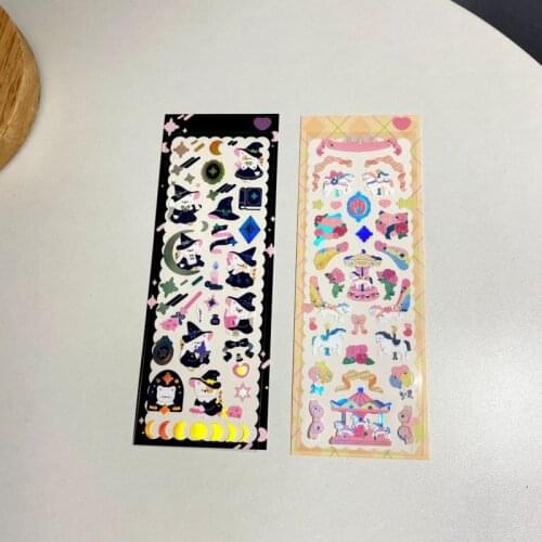 Cartoon Amusement Park Carousel Cute Stickers Laser Blingbling Star Idols Photo Paster Children Stationery Decorative Sticker