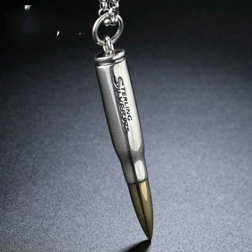Infantry Bullet Silver Pendant 925 Thai Silver Mens Pendant