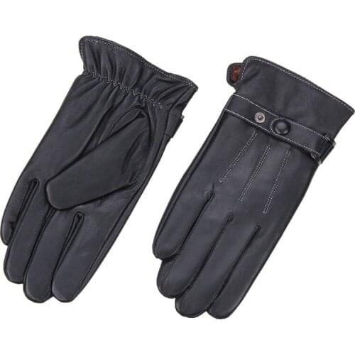 Mens Gloves Black Winter Mittens Keep Warm Touch Screen Windproof Driving Guantes Male Autumn Winter PU Leather Gloves Business