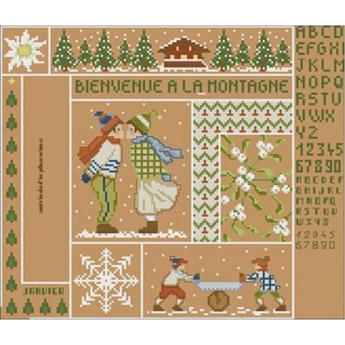 Happy winter mountain forest Counted Cross Stitch 11CT 14CT DIY Chinese Cross Stitch Kits Embroidery Needlework Sets home decor