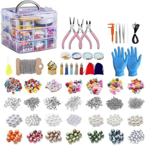 2456 Pieces of Jewelry Making Kit, Jewelry Making Tool Kit with Jewelry Beads, Jewelry Pliers, Beaded Thread, Storage Box, Jewel