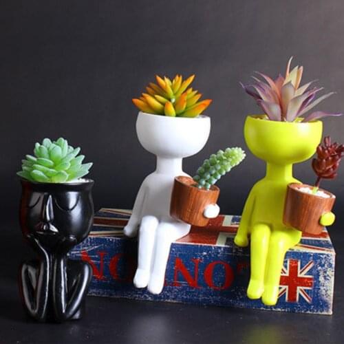 New Creative Art Portrait Sculpture Vase Flower Pot Garden Storage Abstract Character Succulents Plant Pot Micro Landscape Decor