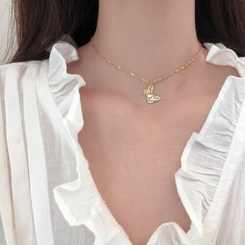 925 Sterling Silver Small Butterfly Necklace Female Elegant Graceful Vintage Cute Design Chain Fine Jewelry Girl Friends