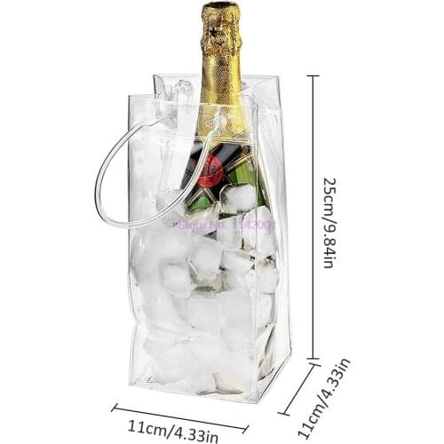 100pcs PVC Leakproof Ice Bag ECO Friendly Transparent Ice Pack Portable Ice Bucket Wine Champagne Bottle Chiller