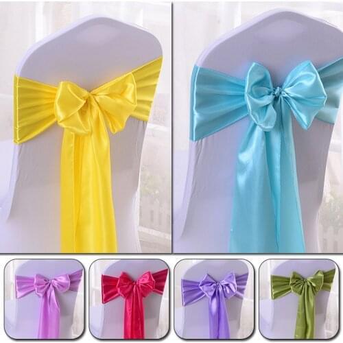 17*275cm Satin Chair Sash Bow Tie Band For Wedding Birthday Christmas Halloween Shower Party Event Supplies Chairs Decoration