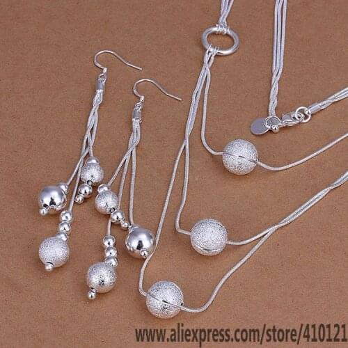 S123 Hot Sale Silver Color Fine Jewelry Sets,Wholesale Fashion Jewelry Elegant Charms Fashionset Triple Lines Of Beans /dcc