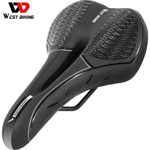 WEST BIKING Bicycle Road Racing Saddle Professional PU Leather Sponge Seat Hollow Breathable Comfortable Cushion Cycling Saddle