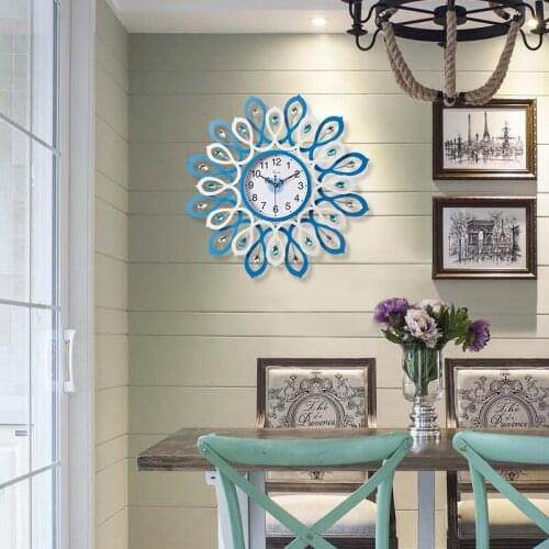 North European Living Room Bedroom Creative Art Decorations Wall Hanging Mute Wall Clock Peacock Wall Clock Farmhouse Decor