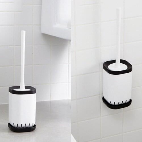 Toilet brush Plastic Handle Sponge Toilet Brush Set Caddy Holder Scrubbers Cleaning Bathroom Washing Tools Flooring/Wall-mounted