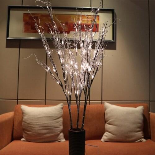 Free Shipping 40"Glitter Silver Coral Branch Twig Light LED Branch light 40" with 60 LED Electric Type 3V DC Adaptor+Battery Box