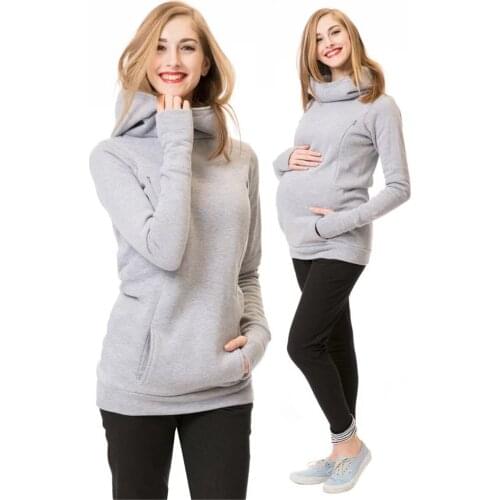 Maternity Nursing Sweatshirt Women Maternity Long Sleeve Hooded Breastfeeding Hoodies Pregnant Women Long Sleeve Hooded Sweater
