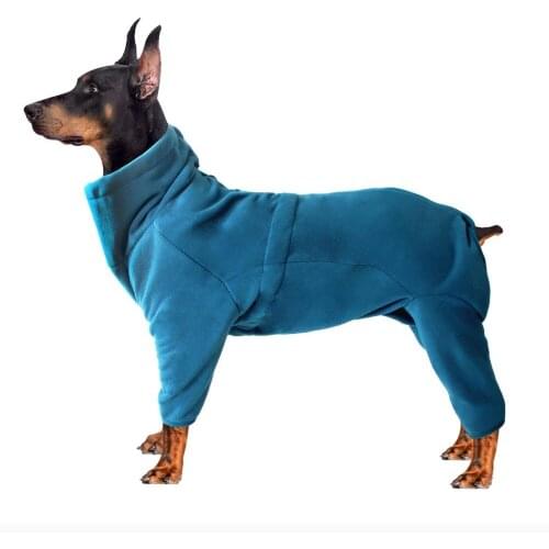 Warm Dog Coat, Cozy Fleece Suit Covered 4 legs, Pet Cat Hooded Jumpsuit Clothes for All Sized Dog in Autumn and Winter