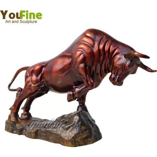 Wall Street Bronze Bull Statue Wall Street Charging Bull Sculpture Bronze Cast Bull Statues For Home Office Decoration Gift Craf
