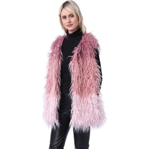 Winter Vest Women Sleeveless Waistcoat Warm Fluffy Soft Faux Fur Vest Coat Female Casual Vintage Office Lady Pink Vests Jacket