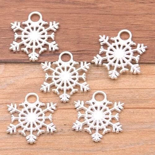 10PCS 24*26MM Vintage Metal Zinc Alloy Christmas Charms Snowflake Pendant For DIY Necklace Bracelet Jewelry Making Findings