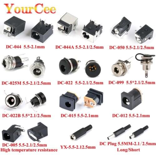 10PCS DC Power Jack Socket 5.5*2.1mm 5.5*2.5mm Male Female Connector DC-044 DC-050 Screw Nut Panel Mount Soldering Waterproof