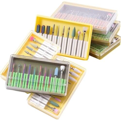 10Pcs Nail Drill Bits Brush Ceramic Milling Cutter Carbide Nail Cutter Diamond Manicure Bit Mill Flame Cuticle Polisher for Nail