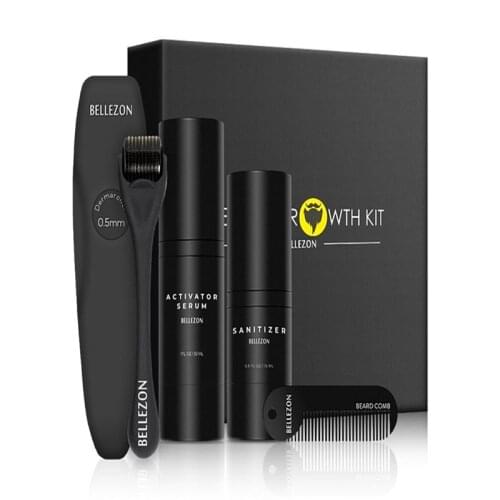 4 Pcs/set Hair Growth Enhancer Thicker Oil Nourishing Leave-in Conditioner Beard Grow Set with Comb Men Beard Growth Kit