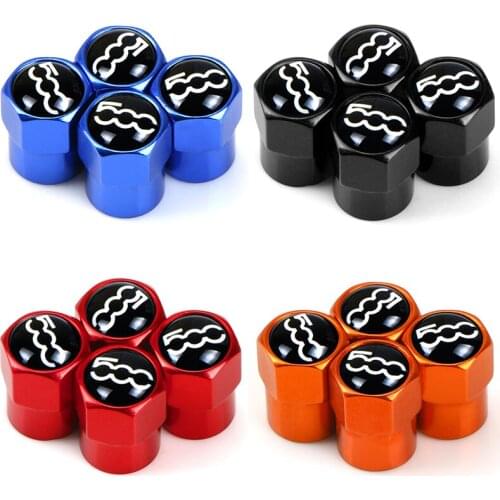 4pcs New Aluminum alloy Car Tire Valve Caps Air Tyre Stems Cover case For fiat 500 2007~2015 Car styling