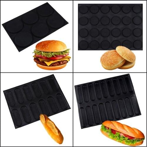 Meibum 4 Types Bread Mold Hot Dog Baguette Silicone Mould Hamburger Bun Form Glass Fiber Non Stick Bakeware Pastry Baking Tools