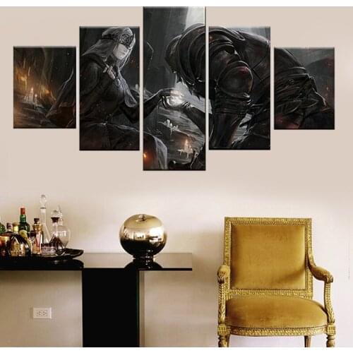 Hd print Soldiers Bow to Miss 5 Pieces Wall Decor Dark Souls Game Poster Art Canvas painting dor living Home Decoration frame