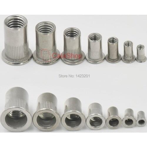 50 Pcs / Lot M3 M4 M5 M6 M8 M10 M12 Metric Flat Head Stainless Steel Rivet Nut Rivnut Insert