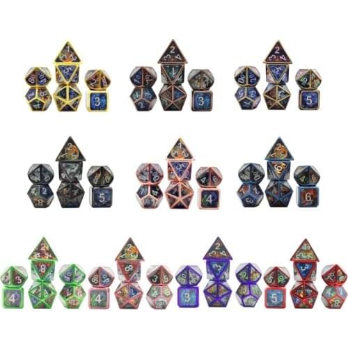 7pcs Deluxe Metal Dice Polyhedral Board Game Dice Set for friends Party RPG MTG 094C