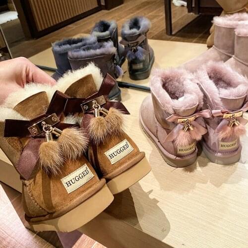 Brand Snow Boots Women Fur Integrated Anti-skid And Warm Cotton Shoes With Velvet Tassel Bow Short Boots
