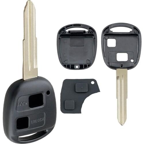 Car Key Shell Case Replacement with TOY41 Uncut Blade and Rubber Button Pad Fit for Toyota Yaris