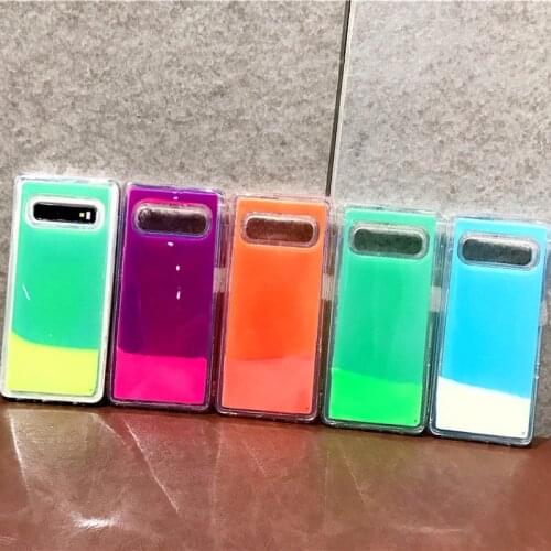 Luminous Neon Sand Mobile Case for Samsung Galaxy S8 S10 S10E Plus Note8 9 Glow In The Dark Liquid Glitter Quicksand Phone Cover