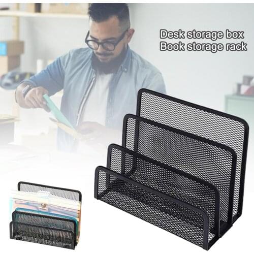 Black Metal Mesh Desk Organizer Desktop Letter Sorter Mail Tray File Organiser Office Home Bookends Book Holder Business