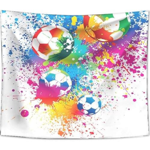 Colourful Wall Tapestry Vivid Print Macrame Panel Football Motif Gobelin Modern Home Decoration Farmhosue Decor