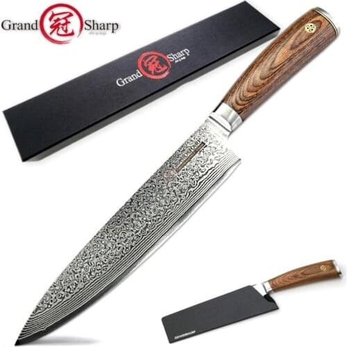 Damascus Kitchen Knife Chef Knife 8 Inch 67 layers vg10 Japanese Damascus Stainless Steel Cooking Tools Blade Protector Gift Box