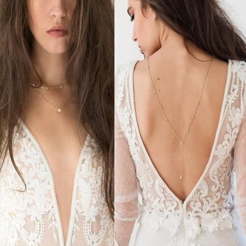 Long Drop Bridal Back Necklace Rhinestone Inlaid Lady Body Chain Wedding Jewelry Necklace For Women 2021 New