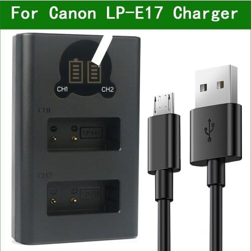 LP-E17 LP E17 LPE17 Dual USB Battery Charger for Canon EOS 77D 200D 250D 750D 760D 800D 850D 8000D 9000D RP M6 Mark II 200D II