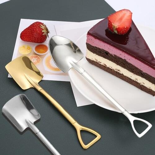 Stainless Steel Coffee Tea Spoon Retro Shovel Scoop Set for Dinner Ice Cream Dessert Cake Watermelon for Kitchen Gold or Silver