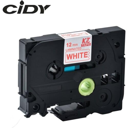 CIDY Tze 232 Tz232 Red on white Laminated Compatible P touch 12mm tze-232 tz-232 tze232 Label Tape Cassette Cartridge